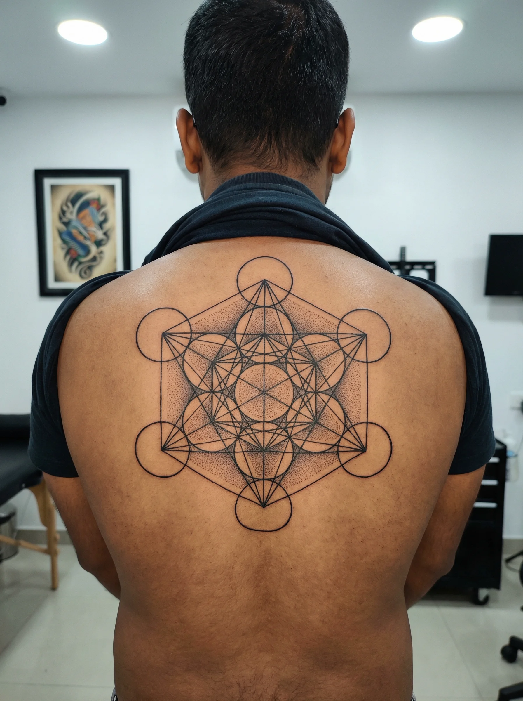 Geometric back tattoo